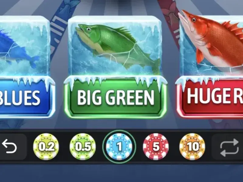 Ice Fish bet controls and active bonus cards