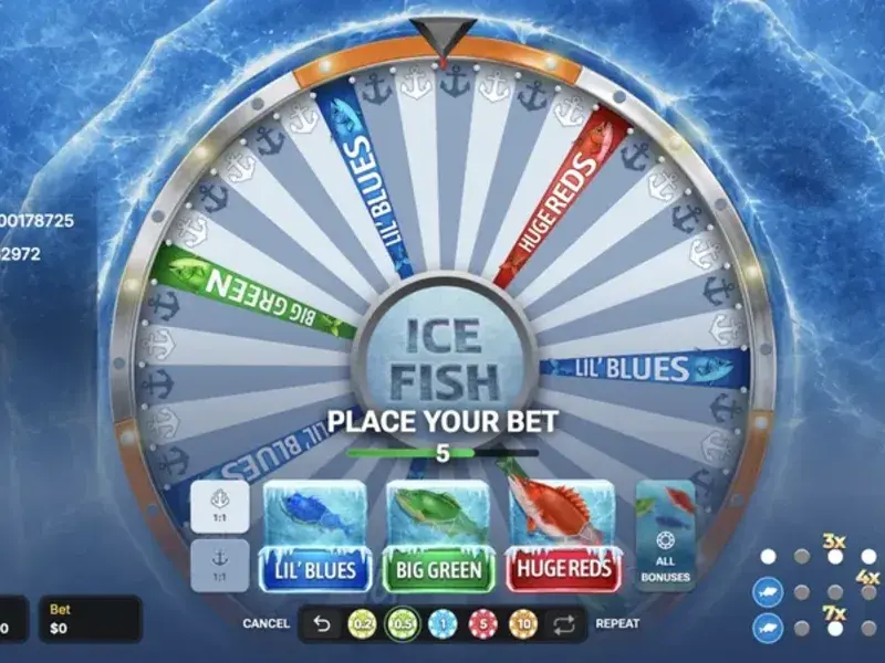 Ice Fish wheel interface with bet panel